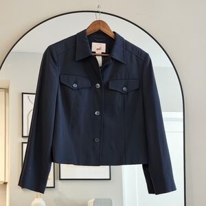 Mondi Vintage Navy Cropped Tailored Button-Front Jacket Size 10